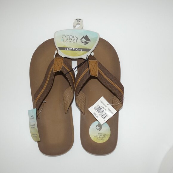 Men's NWT Ocean+Coast Brown Super Flex Flip Flop Sandals Size XL 12-13 - Picture 3 of 7
